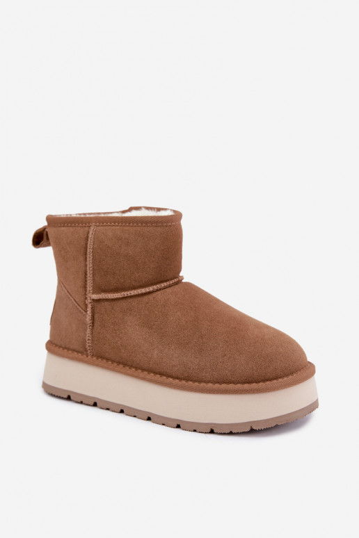 Faux suede bruine sneeuwlaarzen met bont binnenin Big Star UU274692