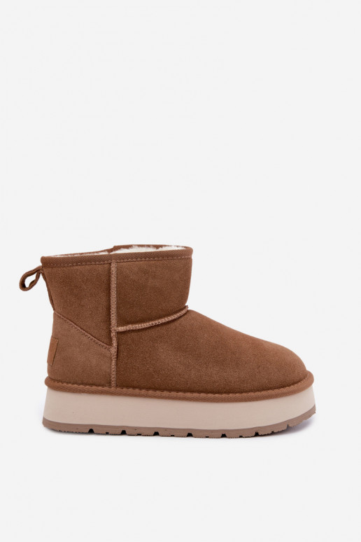 Faux suede bruine sneeuwlaarzen met bont binnenin Big Star UU274692