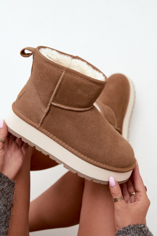 Faux suede bruine sneeuwlaarzen met bont binnenin Big Star UU274692
