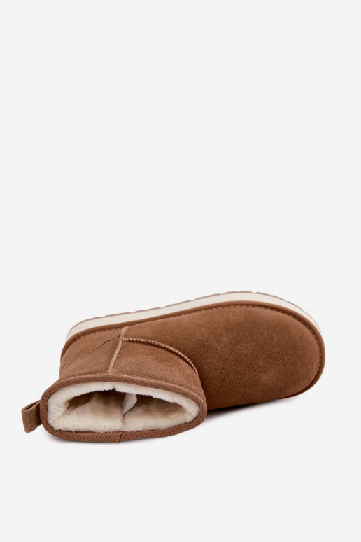 Faux suede bruine sneeuwlaarzen met bont binnenin Big Star UU274692