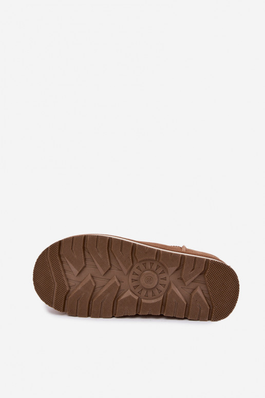 Faux suede bruine sneeuwlaarzen met bont binnenin Big Star UU274692