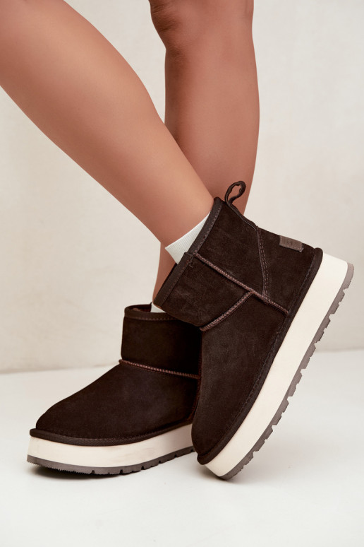 Faux suede sneeuwlaarzen met bont binnenin Big Star UU274693 CzekoladoĮe