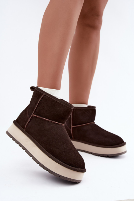 Faux suede sneeuwlaarzen met bont binnenin Big Star UU274693 CzekoladoĮe
