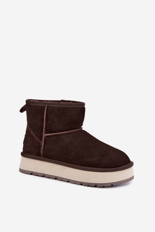 Faux suede sneeuwlaarzen met bont binnenin Big Star UU274693 CzekoladoĮe