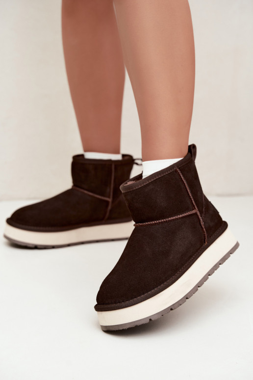 Faux suede sneeuwlaarzen met bont binnenin Big Star UU274693 CzekoladoĮe