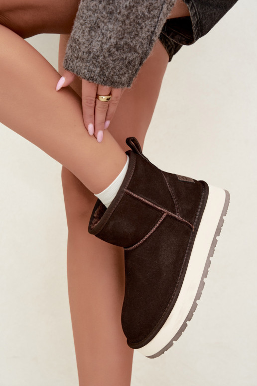 Faux suede sneeuwlaarzen met bont binnenin Big Star UU274693 CzekoladoĮe