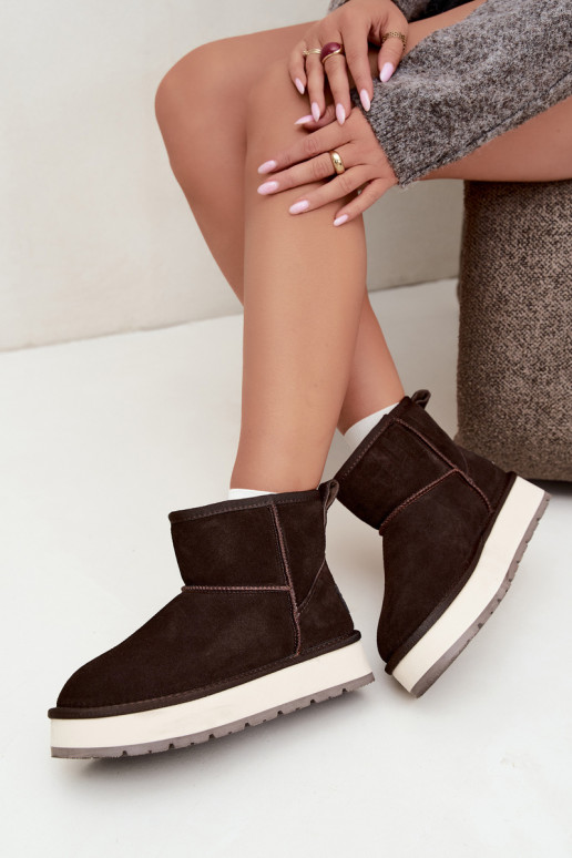 Faux suede sneeuwlaarzen met bont binnenin Big Star UU274693 CzekoladoĮe