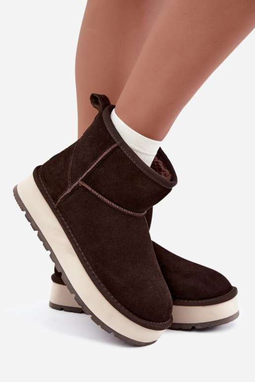 Faux suede sneeuwlaarzen met bont binnenin Big Star UU274693 CzekoladoĮe