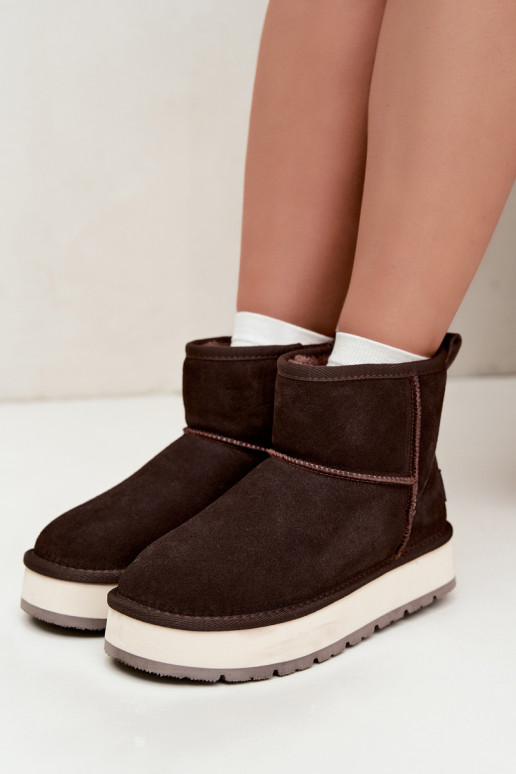 Faux suede sneeuwlaarzen met bont binnenin Big Star UU274693 CzekoladoĮe