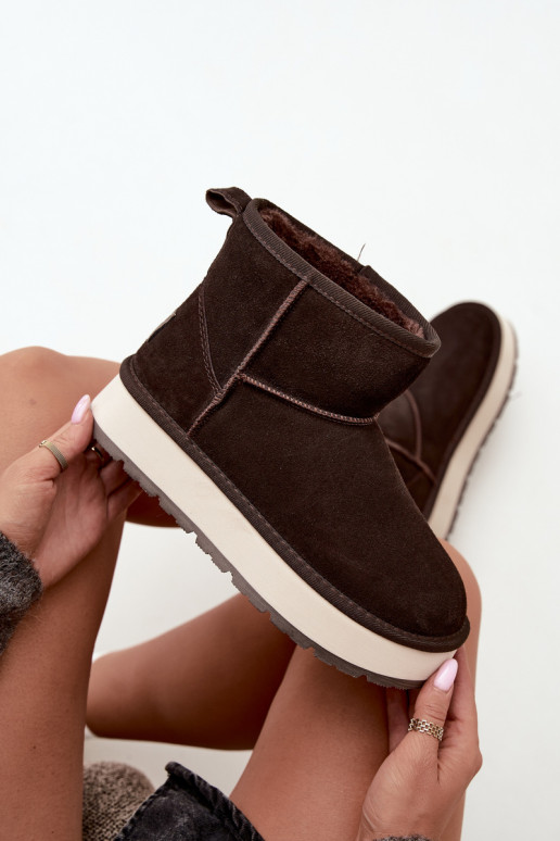 Faux suede sneeuwlaarzen met bont binnenin Big Star UU274693 CzekoladoĮe