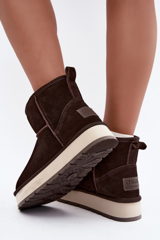 Faux suede sneeuwlaarzen met bont binnenin Big Star UU274693 CzekoladoĮe