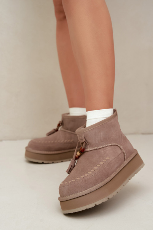 Faux suede zandkleur sneeuwlaarzen Big Star UU274679