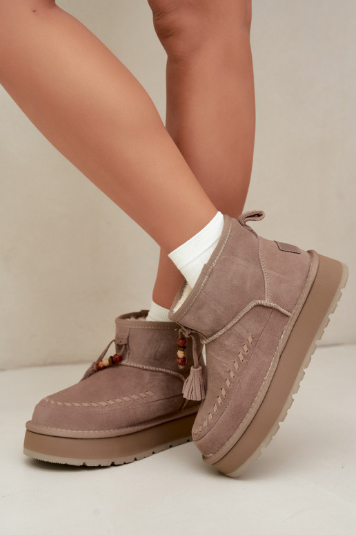 Faux suede zandkleur sneeuwlaarzen Big Star UU274679