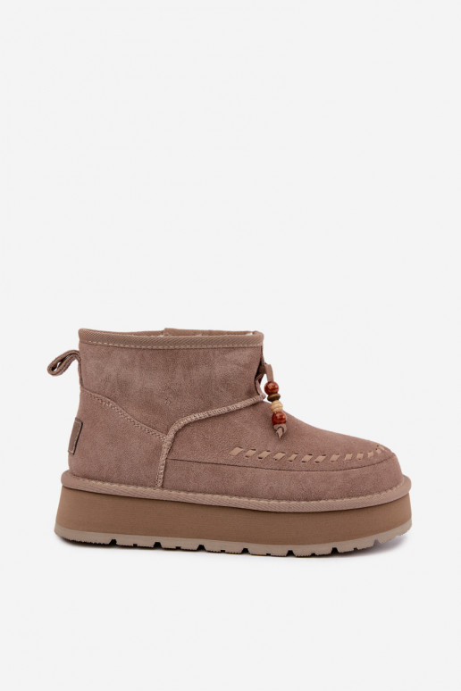 Faux suede zandkleur sneeuwlaarzen Big Star UU274679