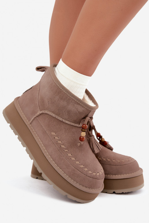 Faux suede zandkleur sneeuwlaarzen Big Star UU274679