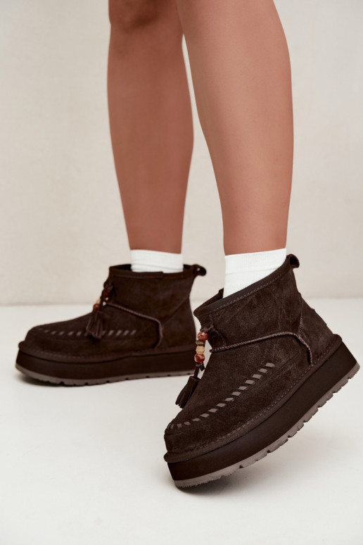 Faux suede sneeuwlaarzen Big Star UU274678 chocoladekleur