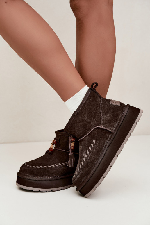 Faux suede sneeuwlaarzen Big Star UU274678 chocoladekleur