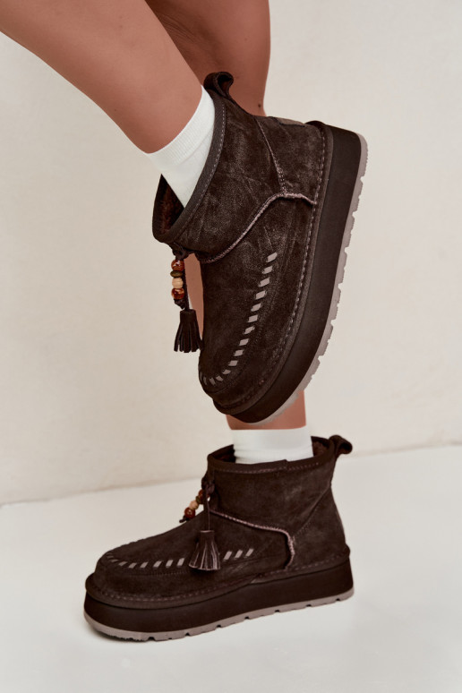 Faux suede sneeuwlaarzen Big Star UU274678 chocoladekleur