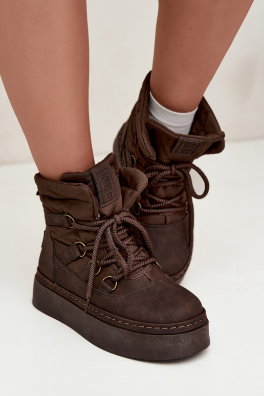 Geklede winterlaarzen met platform Big Star UU274191 chocoladekleur