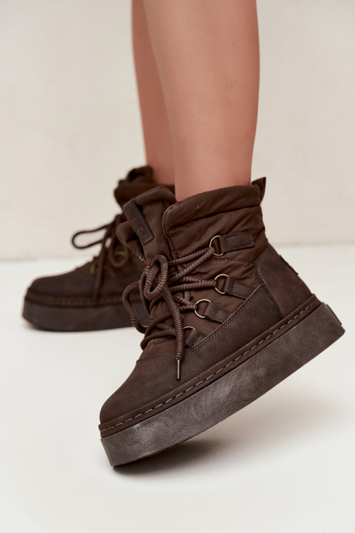 Geklede winterlaarzen met platform Big Star UU274191 chocoladekleur