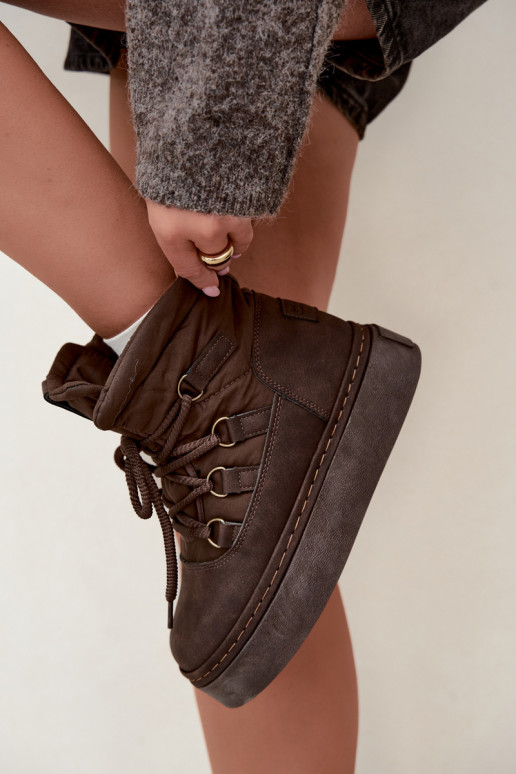 Geklede winterlaarzen met platform Big Star UU274191 chocoladekleur