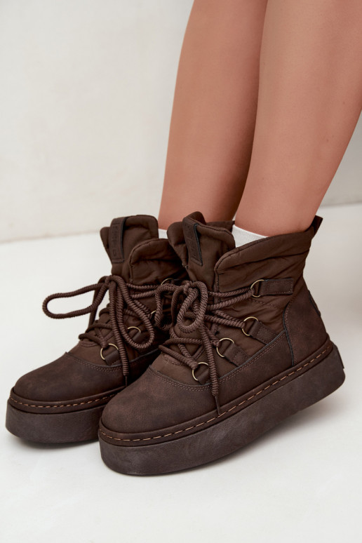 Geklede winterlaarzen met platform Big Star UU274191 chocoladekleur