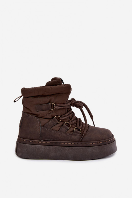 Geklede winterlaarzen met platform Big Star UU274191 chocoladekleur