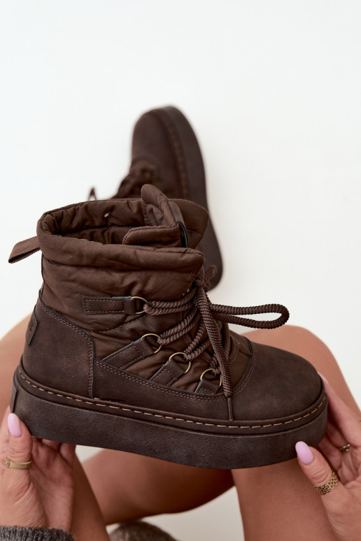 Geklede winterlaarzen met platform Big Star UU274191 chocoladekleur