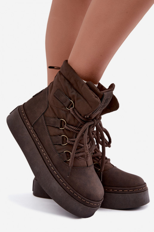 Geklede winterlaarzen met platform Big Star UU274191 chocoladekleur