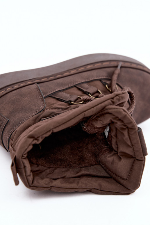 Geklede winterlaarzen met platform Big Star UU274191 chocoladekleur