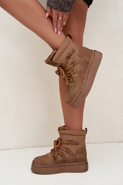Geklede winterlaarzen met platform Big Star UU274190 bruin