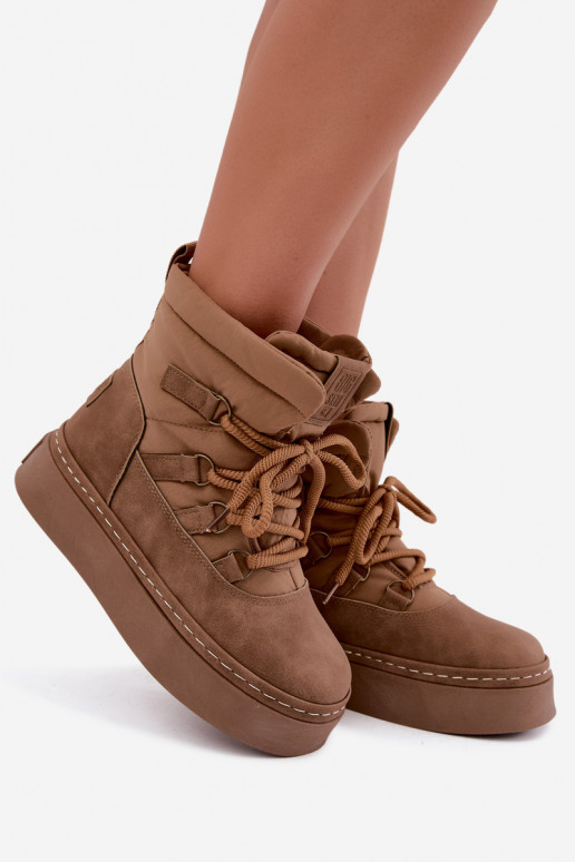 Geklede winterlaarzen met platform Big Star UU274190 bruin