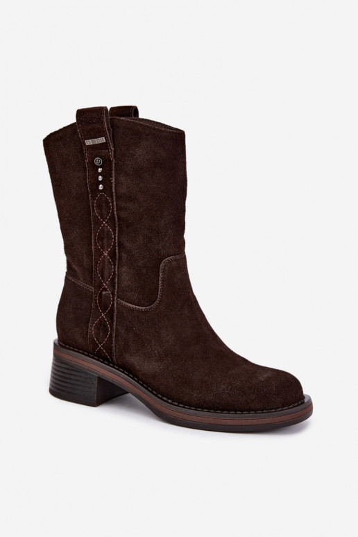 Geïsoleerde faux suede enkellaarsjes Big Star UU274607 chocoladekleur