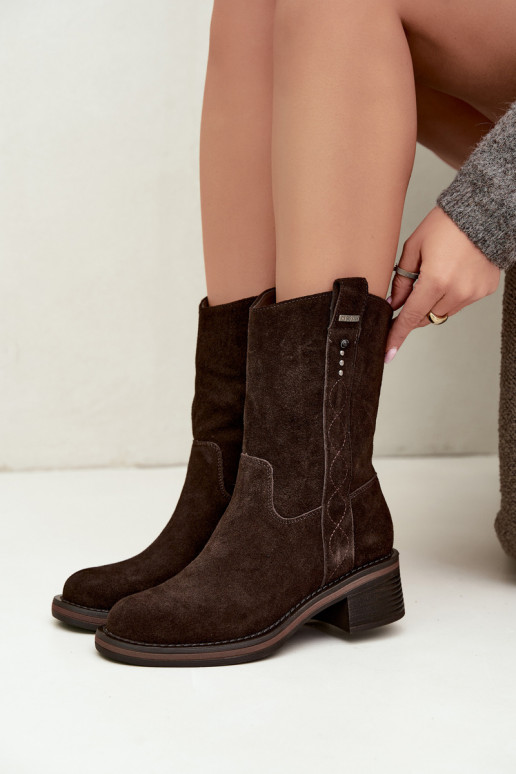 Geïsoleerde faux suede enkellaarsjes Big Star UU274607 chocoladekleur