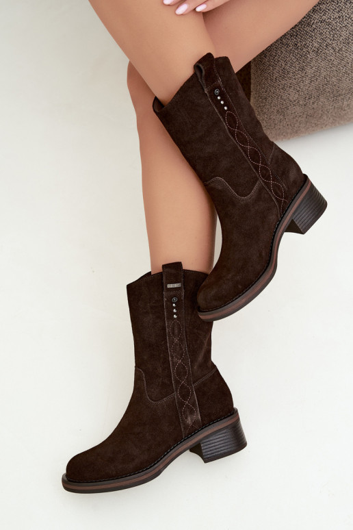 Geïsoleerde faux suede enkellaarsjes Big Star UU274607 chocoladekleur
