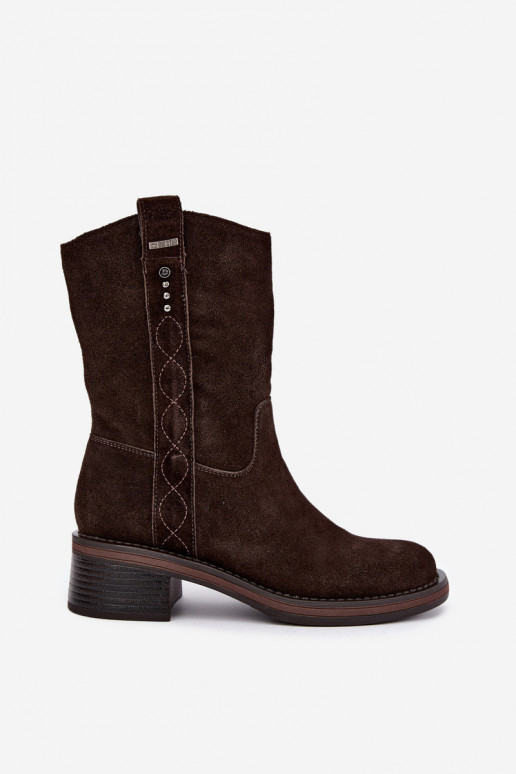 Geïsoleerde faux suede enkellaarsjes Big Star UU274607 chocoladekleur