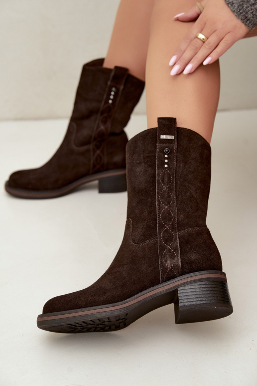 Geïsoleerde faux suede enkellaarsjes Big Star UU274607 chocoladekleur