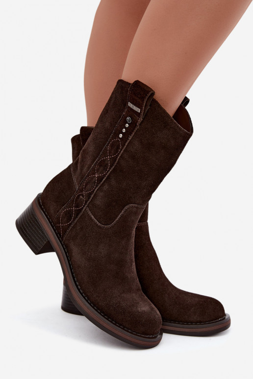 Geïsoleerde faux suede enkellaarsjes Big Star UU274607 chocoladekleur