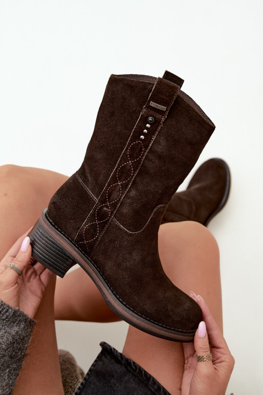 Geïsoleerde faux suede enkellaarsjes Big Star UU274607 chocoladekleur