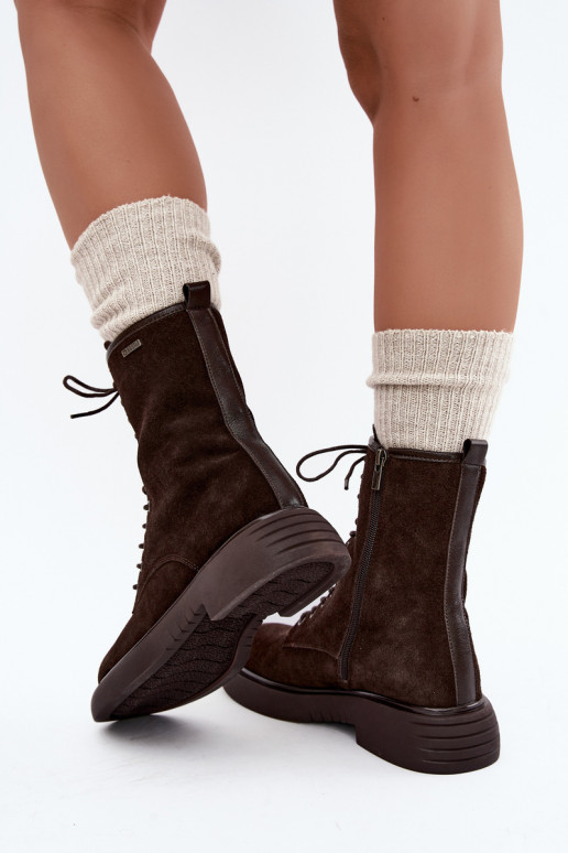 Geïsoleerde faux suede werk enkellaarsjes Big Star UU274612 chocoladekleur