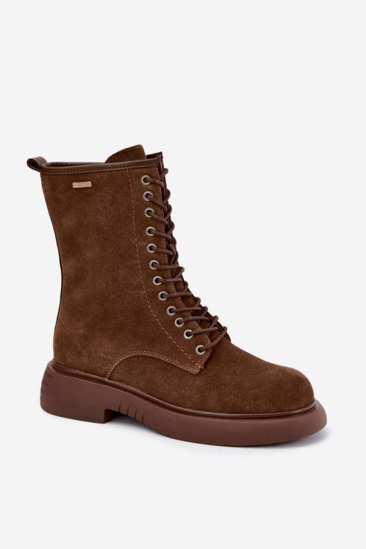 Geïsoleerde faux suede werk enkellaarsjes Big Star UU274611 bruin
