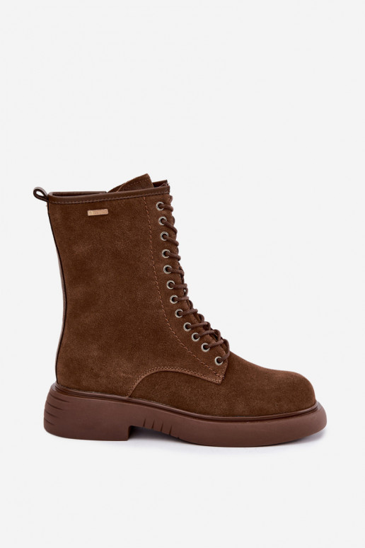 Geïsoleerde faux suede werk enkellaarsjes Big Star UU274611 bruin