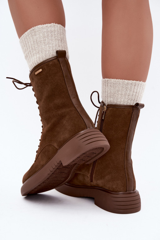 Geïsoleerde faux suede werk enkellaarsjes Big Star UU274611 bruin