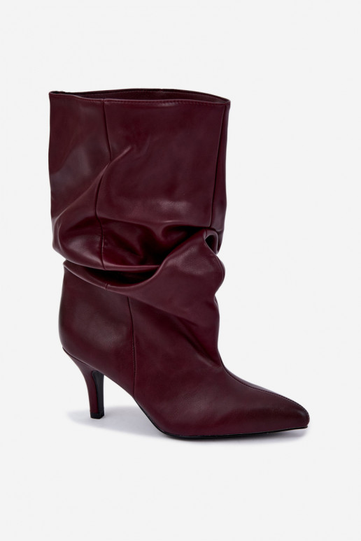 Slouchy enkellaarsjes met hakken in bordeaux Gelra