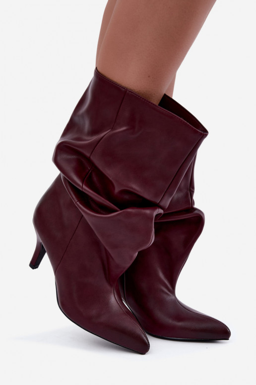 Slouchy enkellaarsjes met hakken in bordeaux Gelra