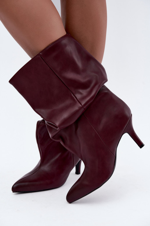 Slouchy enkellaarsjes met hakken in bordeaux Gelra