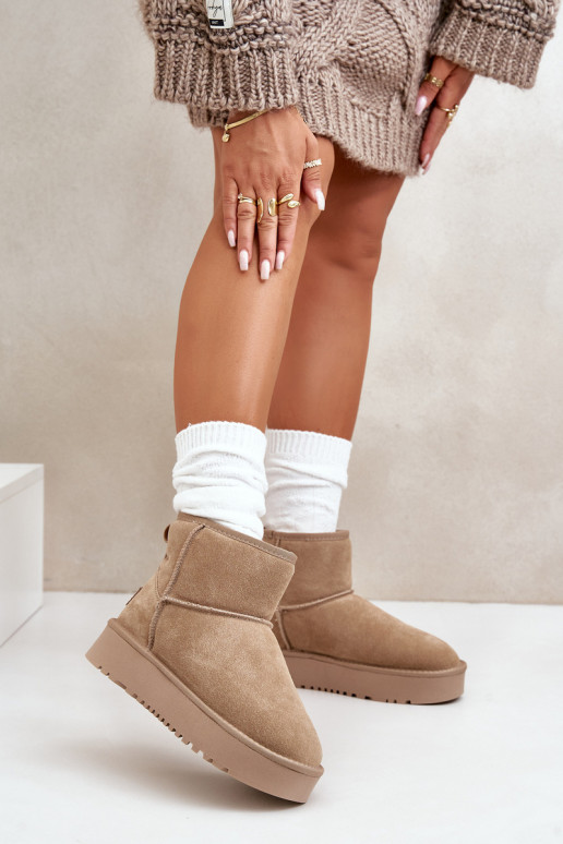 Faux suede sneeuwlaarzen op een platform in zandkleur Rianaella