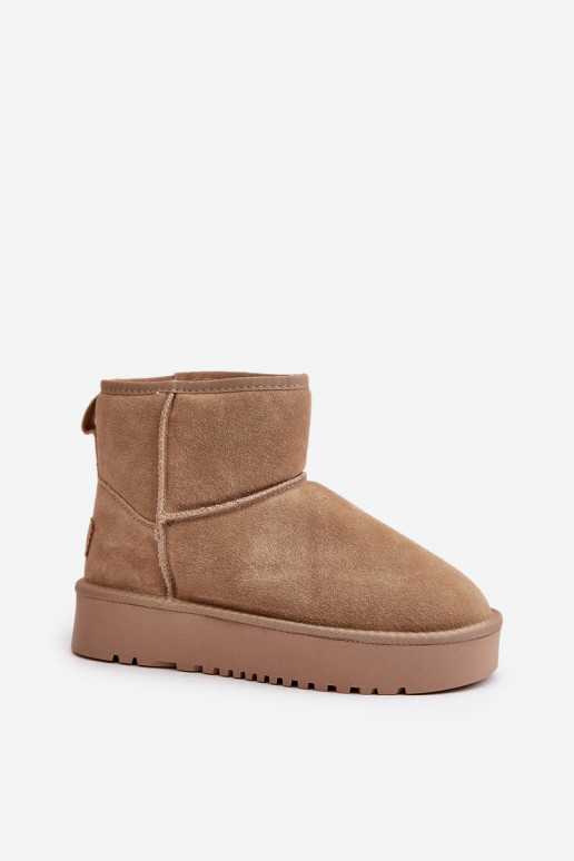 Faux suede sneeuwlaarzen op een platform in zandkleur Rianaella