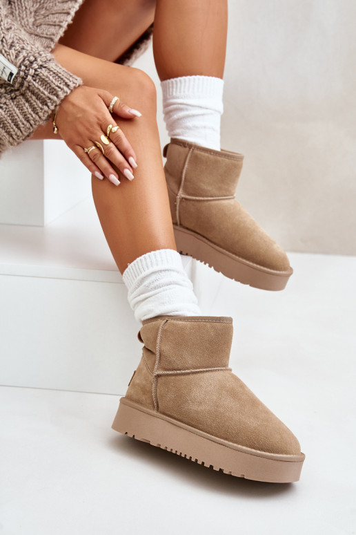 Faux suede sneeuwlaarzen op een platform in zandkleur Rianaella