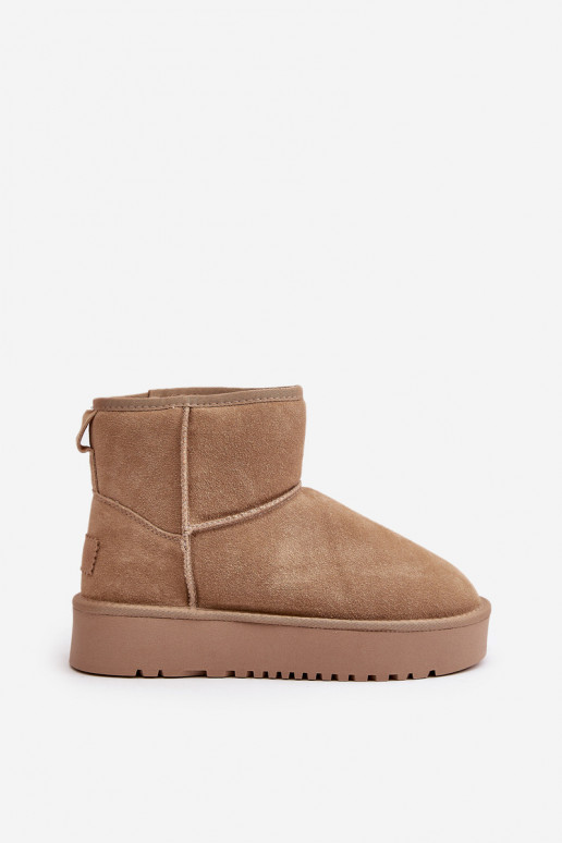 Faux suede sneeuwlaarzen op een platform in zandkleur Rianaella